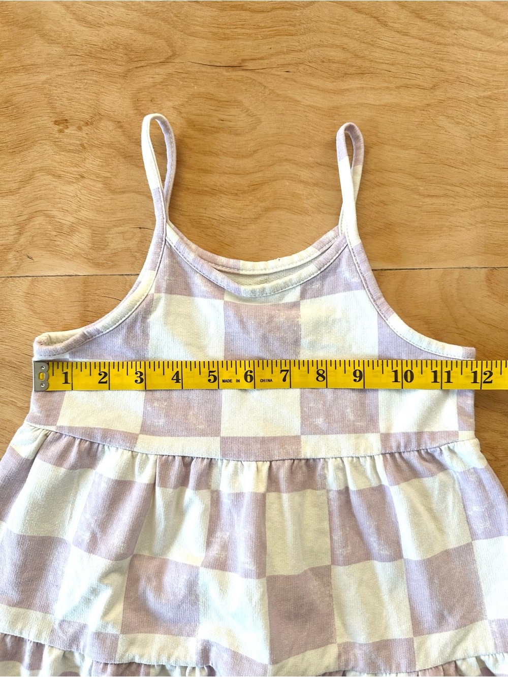 Grayson Mini Girls 5T Lavender White Checkered Tiered Tank Dress - Picture 4 of 8